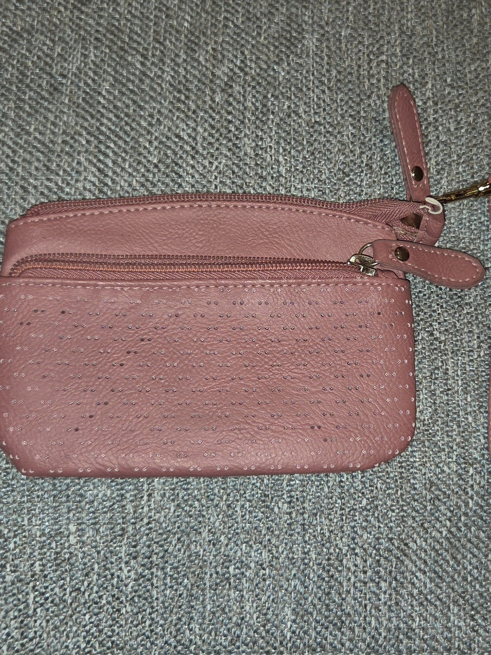 Women's Pink Double-Zip Wristlet Pouch